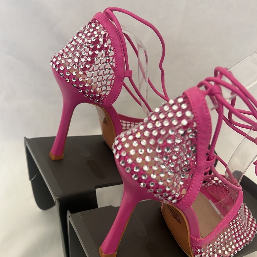 Pink ROSALYN Rhinestone Mesh Net Sandals by Mixx Shuz Sz8.5 - Picture 7 of 16